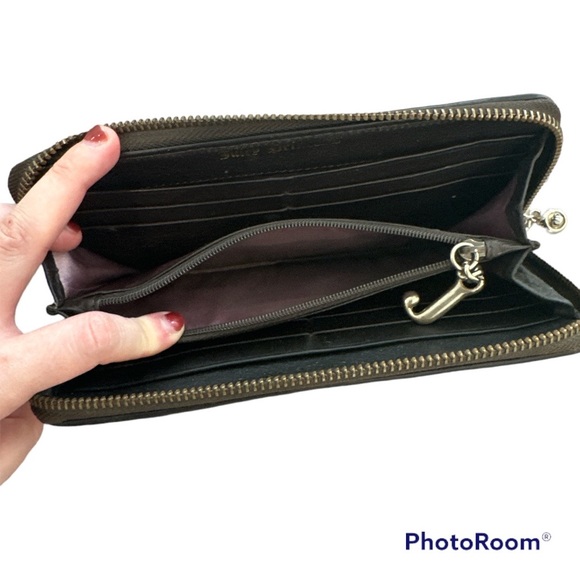 Juicy Couture Brown Leather Wallet Pink Stitching Y2K - Picture 6 of 12